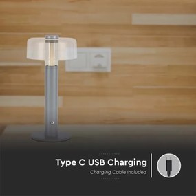 LED Dimmelhető tölthető asztali lámpa LED/1W/5V 3000K 1800 mAh szürke
