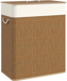 Homcom bambusz szennyestartó kosár 100L, fedéllel, barna