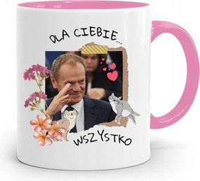 Donald Tusk Rózsaszín Bögre Platform Ajándék fényképes nyomtatással