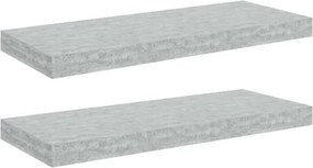 vidaXL 2 db betonszürke MDF lebegő fali polc 60 x 23,5 x 3,8 cm