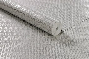 Fényes Ezüst Vinil Tapéta Fehér Kockás