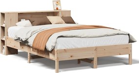 vidaXL tömör fenyőfa könyvespolcos ágy matrac nélkül 140 x 190 cm