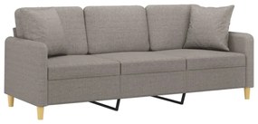 vidaXL 3 személyes tópszínű szövetkanapé díszpárnákkal 180 cm