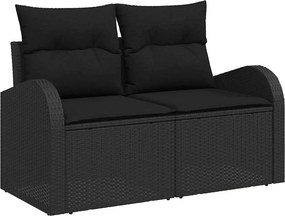 vidaXL Kerti kanapé párnával Fekete 124 x 62 x 69 cm polirattan