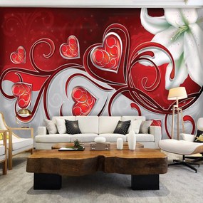 Fotótapéta - Absztrakt művészet - szív és liliom (152,5x104 cm)