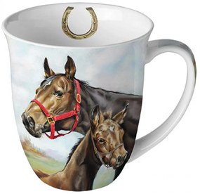 Porcelán bögre lovak mintával 400 ml Horse love