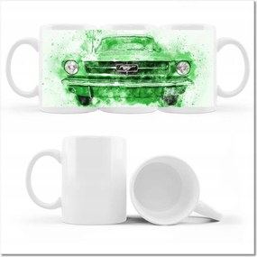 Fotós bögre Zöld akvarell Mustang