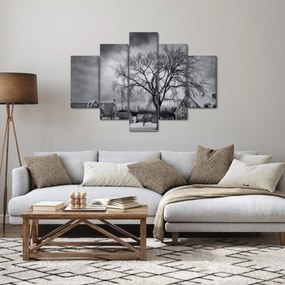 Fekete fehér falu képe (150x105 cm)