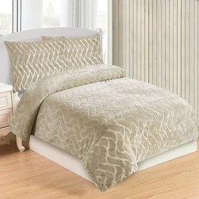 Micro plüss lapok Hullám krém 200x140cm+90x70cm TiaHome