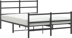 vidaXL fekete fém ágykeret fej- és lábtámlával 135 x 190 cm