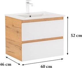 Vario Forte 60 alsó szekrény mosdóval tölgy-fehér