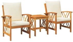 vidaXL Kerti Kanapé Szett párnával 3 pcs Olaj Természetes Tömör Akácfa