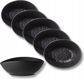Wilmax ovális szósztartó fekete 8x6x3 cm matt porcelán 6 db-os szett