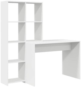 Asztal polcokkal tárolóval Fehér 138.5 x 55 x 143 cm Faanyag