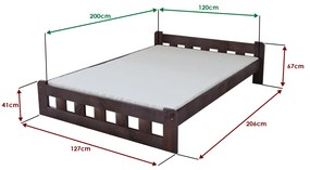 Naomi magasított ágy 120 x 200 cm, diófa Ágyrács: Lamellás ágyrács, Matrac: Matrac nélkül