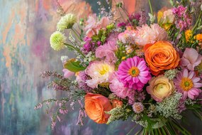 Vászonkép Canvas Dekoráció Színes Virágok Csokor Kötés 120x80