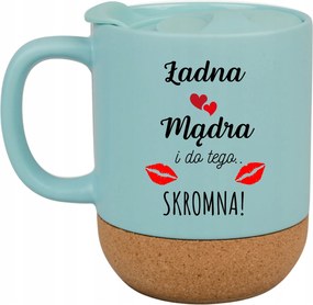 Kék Bögre Fedéllel És Parafa Aljjal Ajándék Szép Okos Szerény