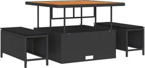 vidaXL Kerti Kanapé Szett 8 pcs Fekete Poli Rattan és Porfestett Acél