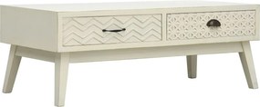 vidaXL szürke 2 fiókos faragott fa dohányzóasztal 110 x 50 x 40 cm