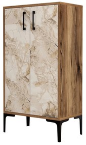 Cipőtároló Prag - Diós, Fehér Marble