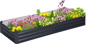 Outsunny Emelt Ágyás Acél, Növényágyás Hidegkeret Kertágyás Ültetődoboz, 241x90.5x30cm Kert Teraszhoz, Virágokhoz, Növényekhez, Gyümölcsökhöz, Zöldség