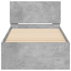 betonszürke szerelt fa ágykeret fejtámlával 90 x 200 cm