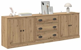 Oldalszekrények 3 pcs Öreg fa 210 x 35,5 x 67,5 cm Faanyag