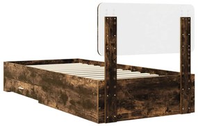 vidaXL Ágykeret fejtámlával fiókkal Füstölt tölgy 75 x 190 cm Faanyag