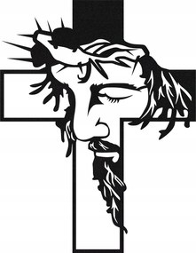 Kereszt Áttört Fali Jezus Fekete Velúr Nagy 35CM Fali Dekoráció