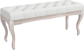 HOMCOM Ágyvégi Pad Szoba Pad Fa Lábbal és Párnázott Ülőfelülettel 120 kg Terhelhetőségű Előszoba Pad 110x37x49 cm Krém | Aosom