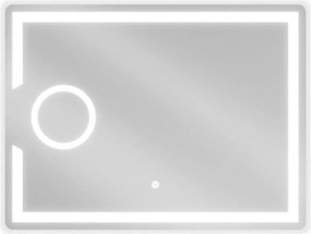 Mexen Onyx fürdőszobai megvilágított tükör kozmetikai tükörrel, 80 x 60 cm, LED 6000K, páramentes - 9813-080-060-611-00