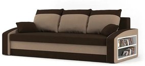 HEWLET kanapéágy polccal, normál szövet, hab töltőanyag, jobb oldali polc, barna / cappuccino