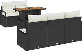 vidaXL Kerti Kanapé Szett párnával 6 pcs Fekete és krémszínű