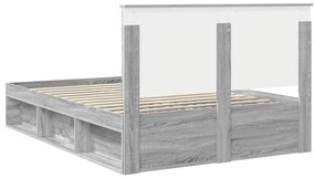 vidaXL Ágykeret fejtámlával Szürke Sonoma 150 x 200 cm Tömör fenyőfa
