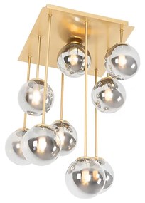 Modern mennyezeti lámpa arany 9-es füstüveggel - Athén