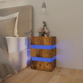 füstös tölgy színű szerelt fa LED-es éjjeliszekrény 45x35x67 cm