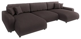 Barna kordbársony kinyitható tárolóhelyes sarokkanapé Sara – Ropez