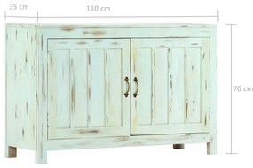 világoskék tömör mangófa tálalószekrény 110 x 35 x 70 cm