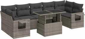 vidaXL 8 részes szürke polyrattan kerti ülőgarnitúra párnákkal