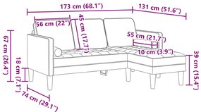 3-Fős Sarokkanapé Világosszürke 160 cm-es Szövet