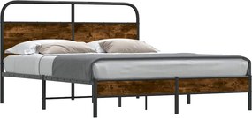 vidaXL ágykeret matrac nélkül 150x200 cm füstölt tölgy fűrészelt fa