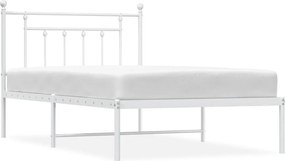 vidaXL fehér fém ágykeret fejtámlával 107x203 cm