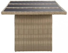 barna üveg és polyrattan kerti étkezőasztal 200 x 100 x 74 cm
