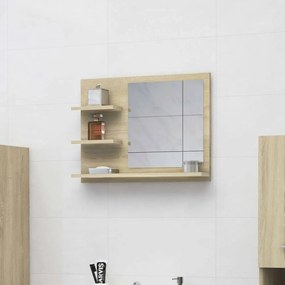 Sonoma-tölgy színű forgácslap fürdőszobai tükör 60x10,5x45 cm