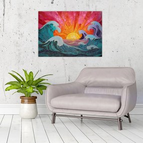 Üveg kép - Hullámmozaik (70x50 cm)