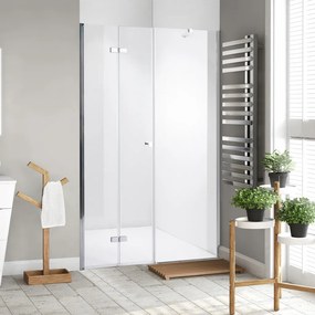 Stuxi Verona Fix 210 cm (100+110) széles csukló zuhanyajtó fix fallal, 6 mm vízlepergető üveggel, króm profillal, 195 cm magas