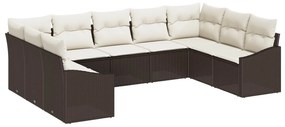 vidaXL Kerti Kanapé Szett tárolóval 9 pcs Barna és Krém polirattan