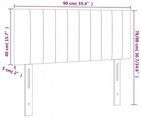 sötétkék bársony LED-es fejtámla 90x5x78/88 cm