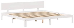 fehér tömör fenyőfa ágykeret fiókokkal 200 x 200 cm