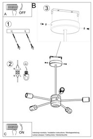 Sollux SL.1022 - Csillár rúdon LANGO 5xE27/60W/230V fekete